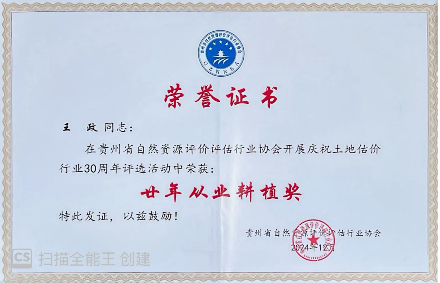 王政20年从业奖